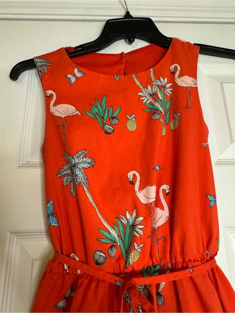 bailey blue Red Flamingo Tropical Tie-Waist Dress